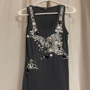 Charcoal gray sequin tank top